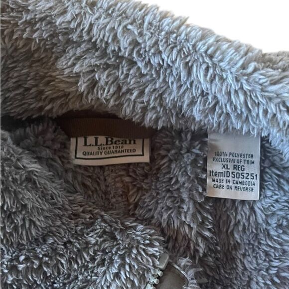 L.L. Bean Outdoors Spellout Sweater Fleece Zip Up Dark Grey Green Brown Size XL - Picture 3 of 5